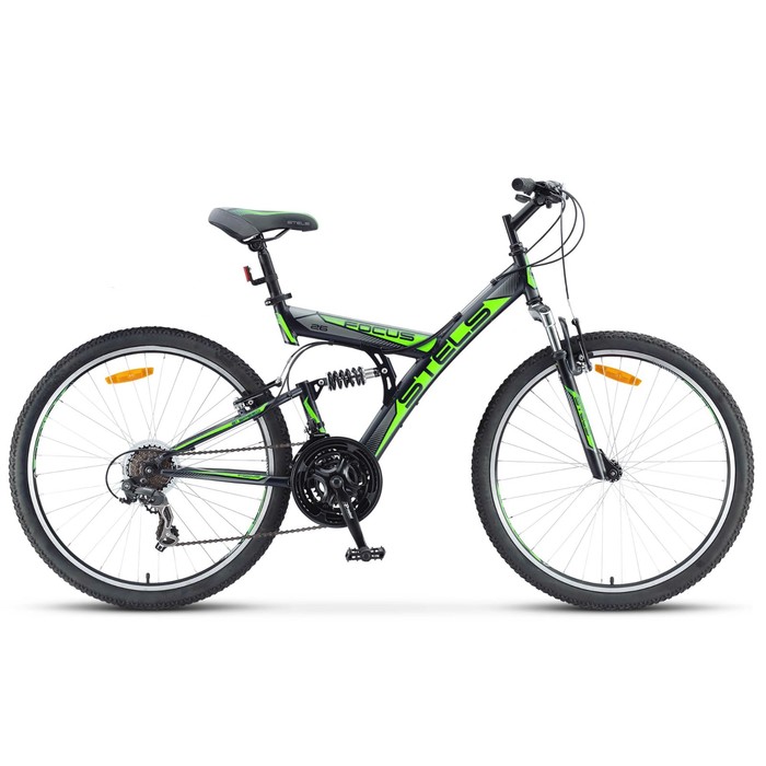Велосипед 26 Stels Focus V, V030, 21 скорость, цвет чёрный/зелёный, размер 18